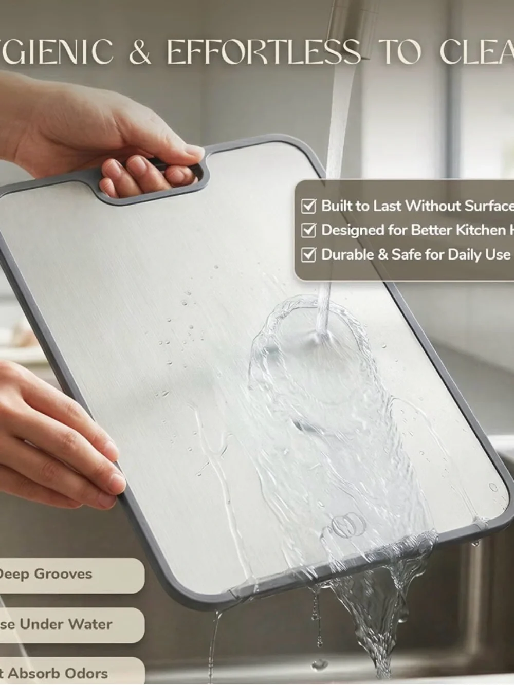 Titanium Cutting Board Double-Sided 2-in-1 (99.9% Titanium 15